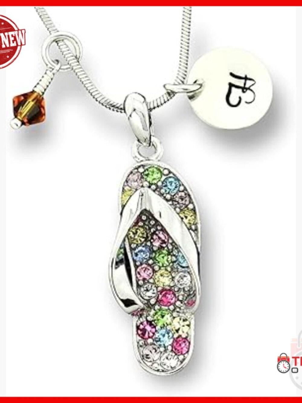 Sterling Silver Personalized Necklace with Birthstone Charm and Adjustable Chain